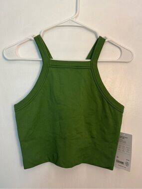 NWT Athleta Green Aurora Ribbed Crop Tank workout yoga gym high neck strappy